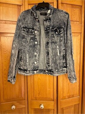 PacSun Black Gray Acid Wash Denim Jacket